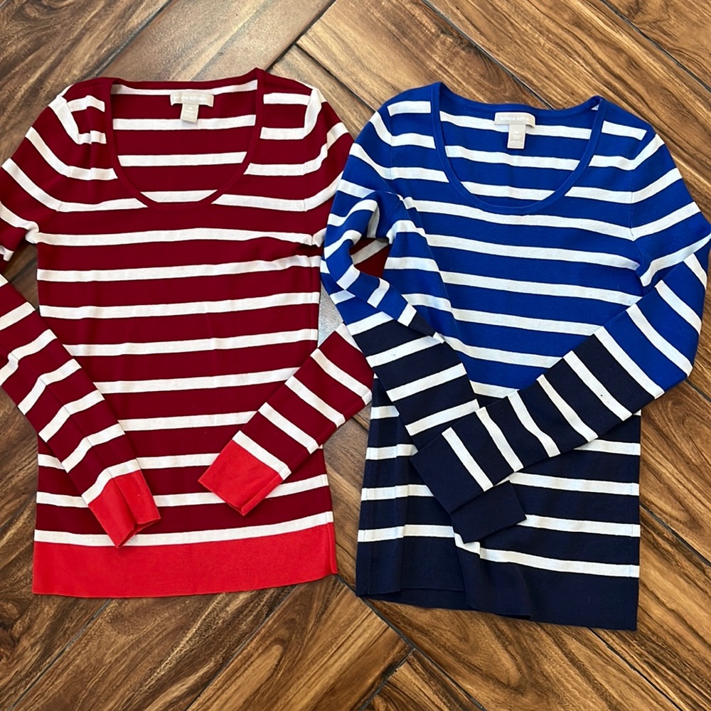 2 Banana Republic Striped Scoopneck knit tops